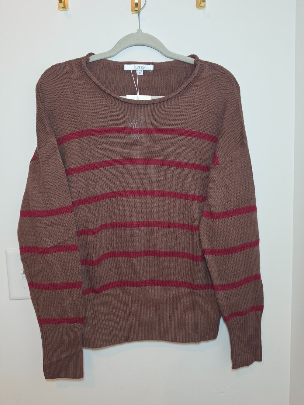 NWT RPYHF BROWN & RED Stripped Roll Neck Sweater Small Oversized